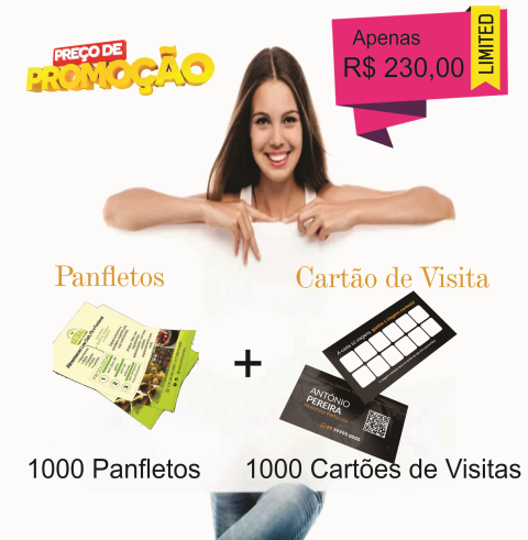 Promoção: 1000 panfletos + 1000 cartões de visita