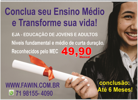 EJA Ensino médio EAD completo 49,90 mensal