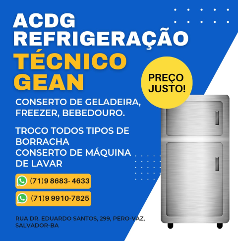 Conserto de geladeira, máquina de lavar e bebedouro