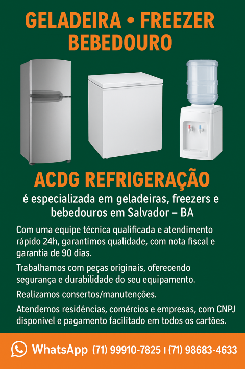 GELADEIRA , FREEZER E BEBEDOURO
